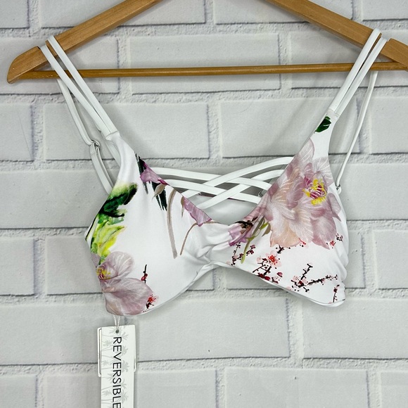Tinibikini Floral Reversible bikini top size medium - Picture 1 of 5